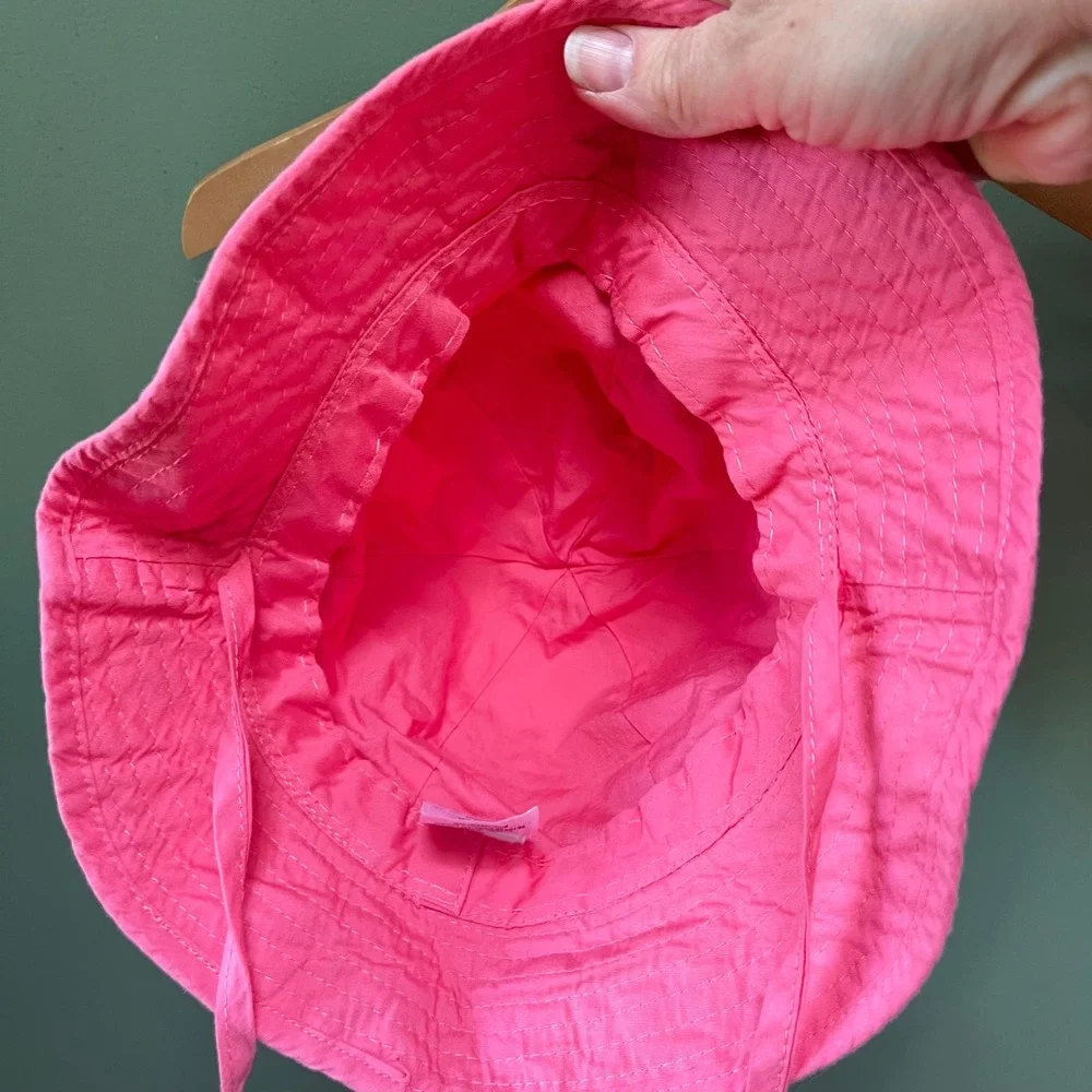 Polarn O. Pyret Sweden Pink Bucket Sun Hat Kids Size 50 1-2 Years Chin Ties SS18